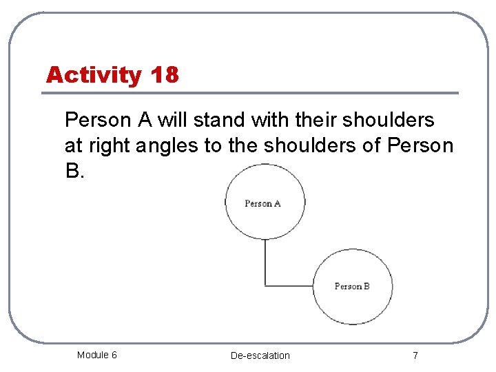 Activity 18 Person A will stand with their shoulders at right angles to the