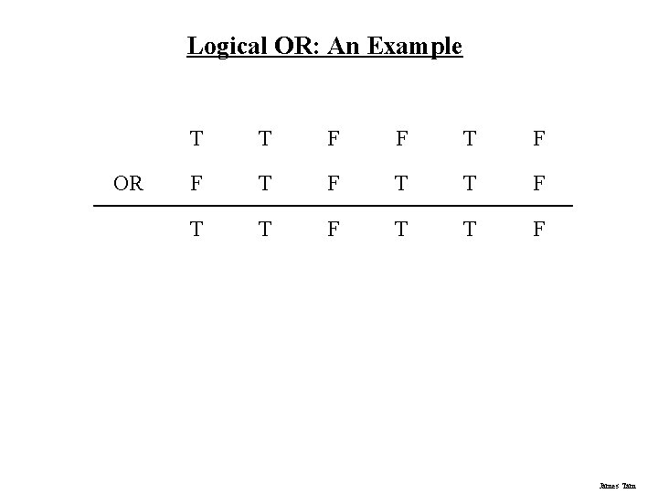 Logical OR: An Example OR T T F F T F T T F