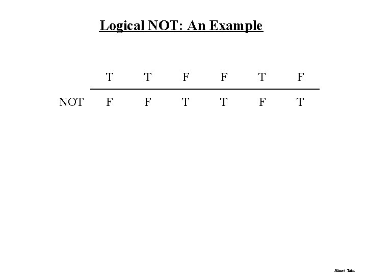 Logical NOT: An Example NOT T T F F F T T F T