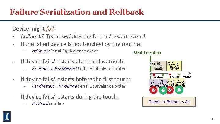 Failure Serialization and Rollback Device might fail: - Rollback? Try to serialize the failure/restart