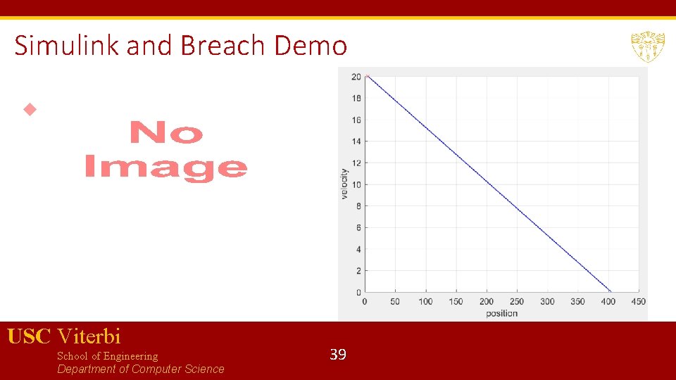 Simulink and Breach Demo USC Viterbi School of Engineering Department of Computer Science 39