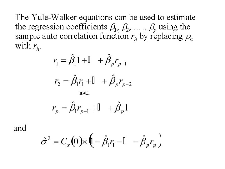 The Yule-Walker equations can be used to estimate the regression coefficients b 1, b