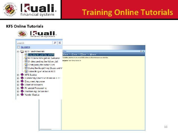 Training Online Tutorials KFS Online Tutorials 10 