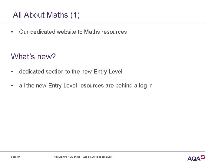 All About Maths (1) • Our dedicated website to Maths resources What’s new? •