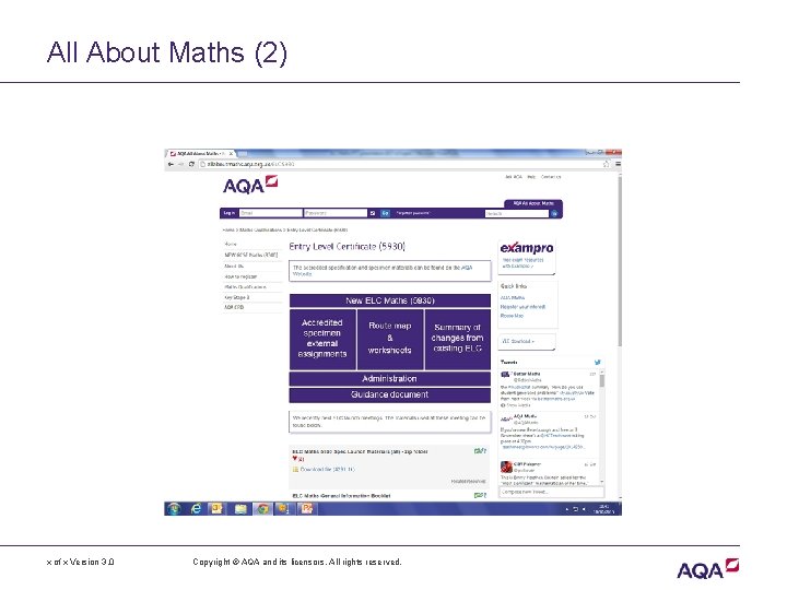 All About Maths (2) x of x Version 3. 0 Copyright © AQA and