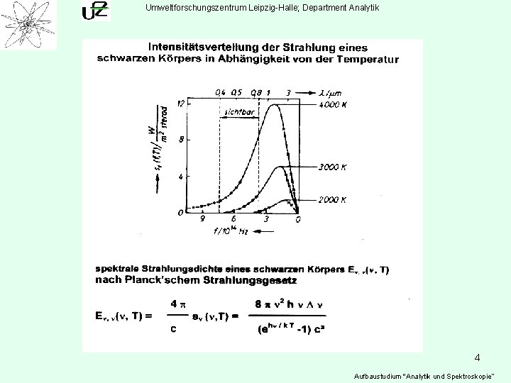 Umweltforschungszentrum Leipzig-Halle; Department Analytik 4 Aufbaustudium "Analytik und Spektroskopie“ 