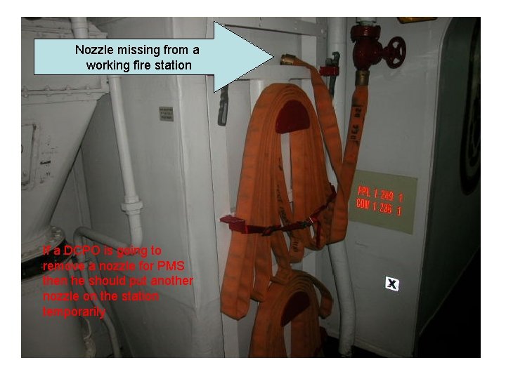 Nozzle missing from a working fire station If a DCPO is going to remove