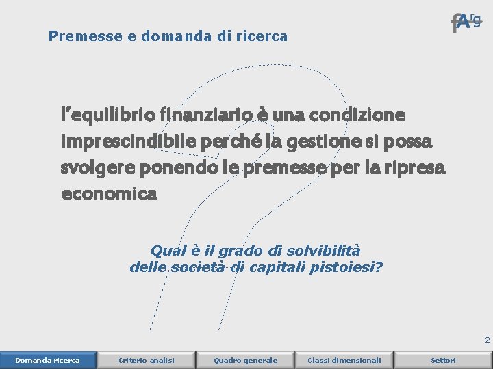 Premesse e domanda di ricerca l’equilibrio finanziario è una condizione imprescindibile perché la gestione