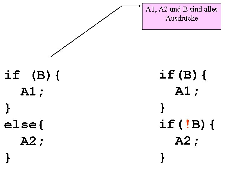 A 1, A 2 und B sind alles Ausdrücke if (B){ A 1; }