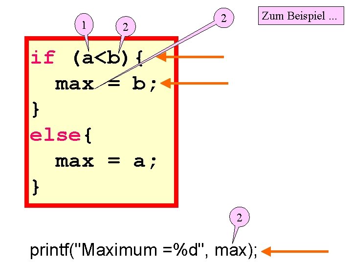 1 2 Zum Beispiel. . . 2 if (a<b){ max = b; } else{