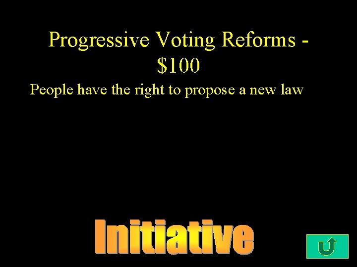 Progressive Voting Reforms $100 People have the right to propose a new law 