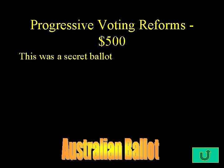 Progressive Voting Reforms $500 This was a secret ballot 