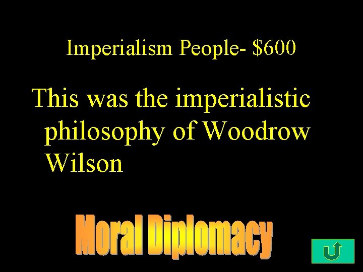 Imperialism People- $600 This was the imperialistic philosophy of Woodrow Wilson 