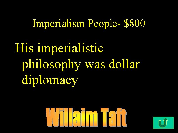 Imperialism People- $800 His imperialistic philosophy was dollar diplomacy 