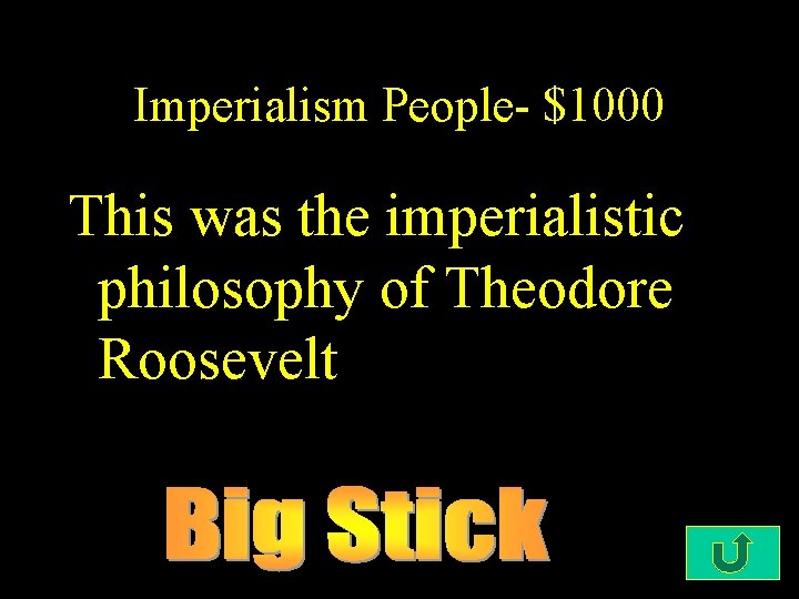 Imperialism People- $1000 This was the imperialistic philosophy of Theodore Roosevelt 