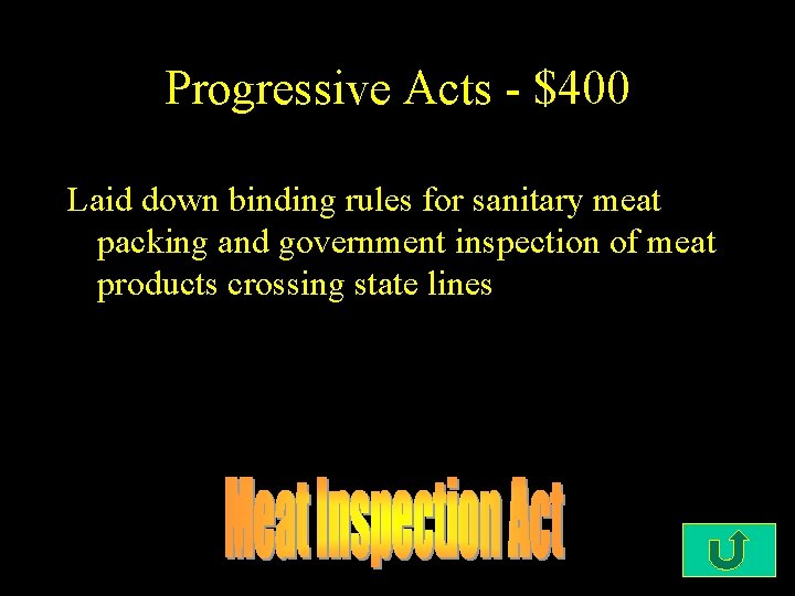 Progressive Acts - $400 Laid down binding rules for sanitary meat packing and government