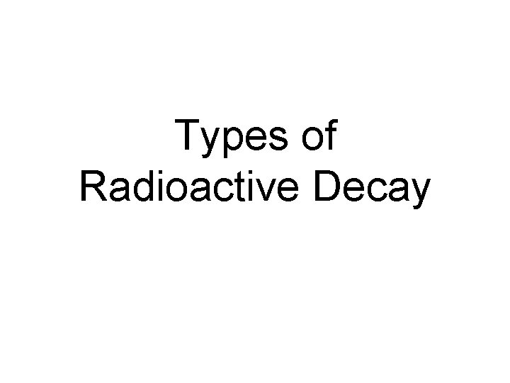 Types of Radioactive Decay 