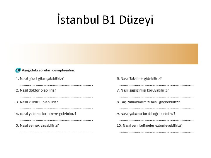 İstanbul B 1 Düzeyi 