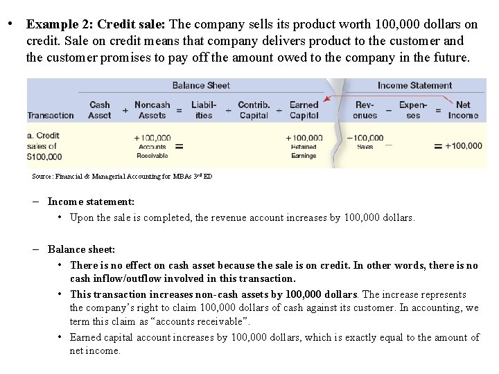  • Example 2: Credit sale: The company sells its product worth 100, 000