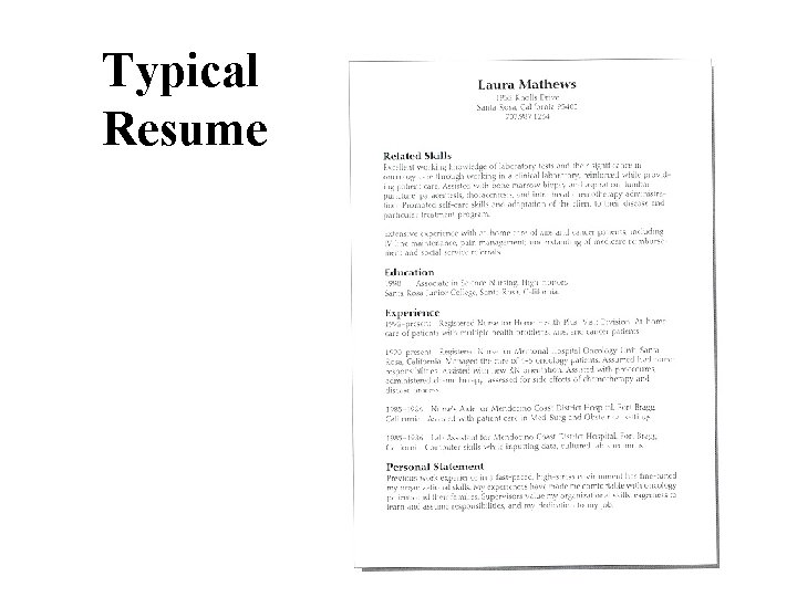 Typical Resume 