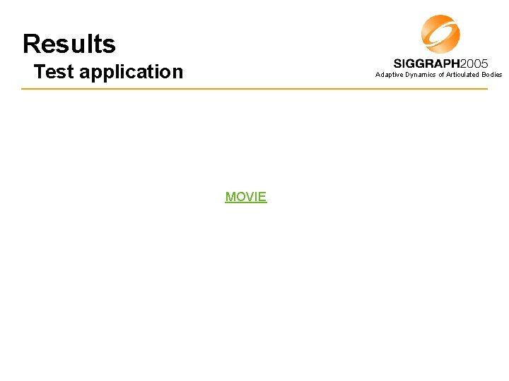 Results Test application Adaptive Dynamics of Articulated Bodies MOVIE 