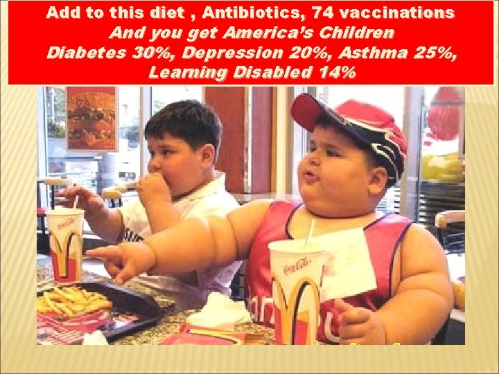 Add to this diet , Antibiotics, 74 vaccinations And you get America’s Children Diabetes