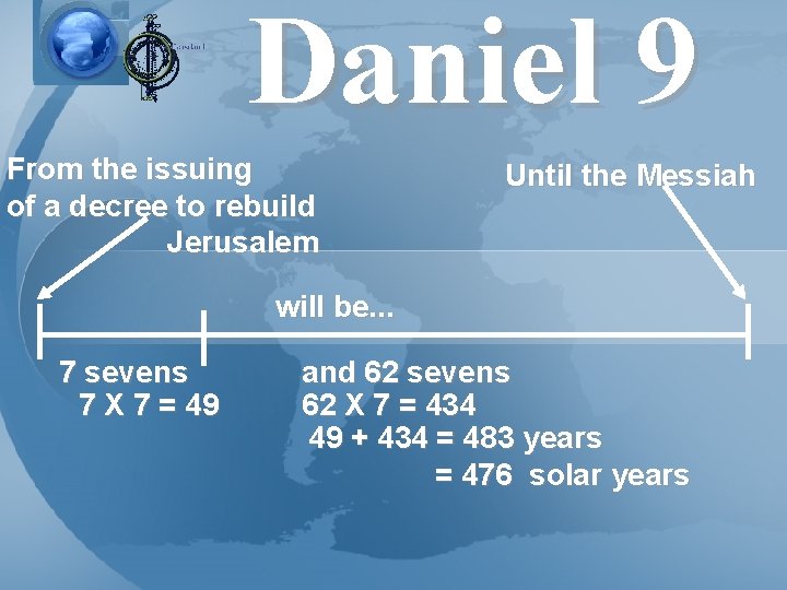 Daniel 9 From the issuing of a decree to rebuild Jerusalem Until the Messiah