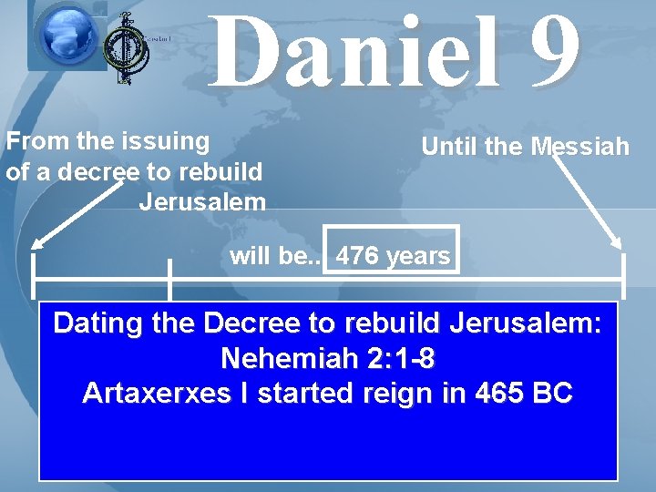 Daniel 9 From the issuing of a decree to rebuild Jerusalem Until the Messiah