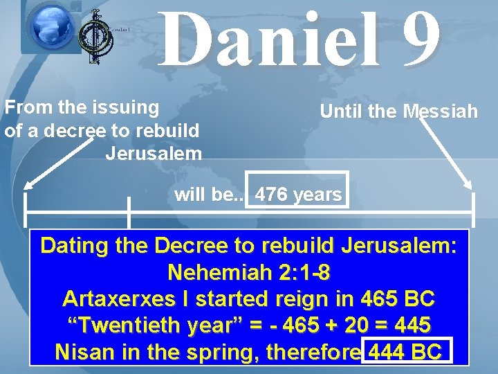 Daniel 9 From the issuing of a decree to rebuild Jerusalem Until the Messiah