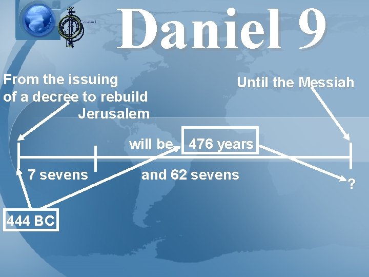 Daniel 9 From the issuing of a decree to rebuild Jerusalem Until the Messiah