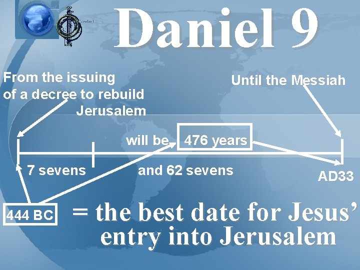 Daniel 9 From the issuing of a decree to rebuild Jerusalem Until the Messiah