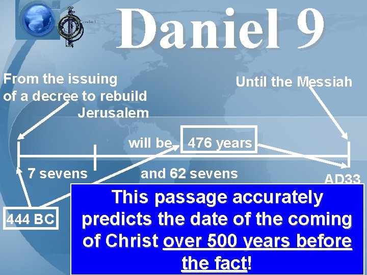 Daniel 9 From the issuing of a decree to rebuild Jerusalem Until the Messiah