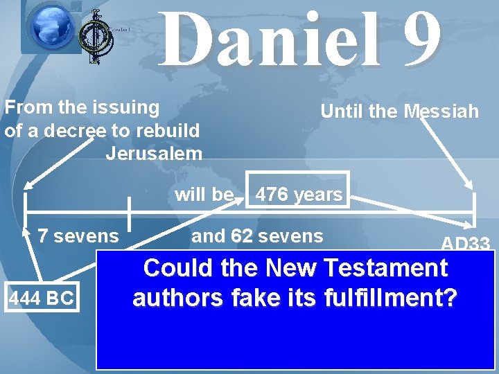 Daniel 9 From the issuing of a decree to rebuild Jerusalem Until the Messiah