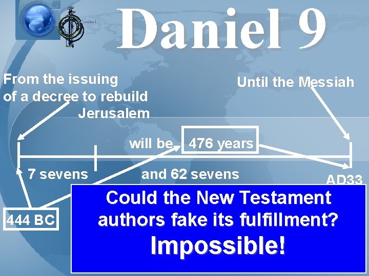 Daniel 9 From the issuing of a decree to rebuild Jerusalem Until the Messiah