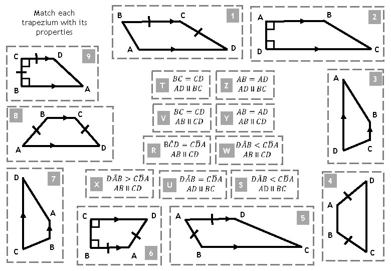 Match each trapezium with its properties D C A B C D A D Match each trapezium with its properties D C A B C D A D