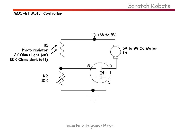 Scratch Robots MOSFET Motor Controller +6 V to 9 V R 1 Photo resistor