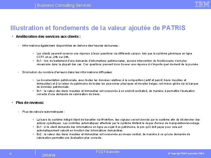 Business Consulting Services Illustration et fondements de la valeur ajoutée de PATRIS § Amélioration