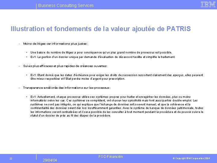 Business Consulting Services Illustration et fondements de la valeur ajoutée de PATRIS - Moins