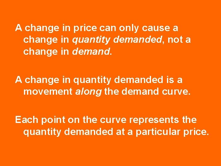 A change in price can only cause a change in quantity demanded, not a