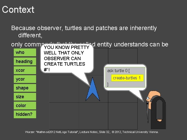 Context Because observer, turtles and patches are inherently different, only commands that the called