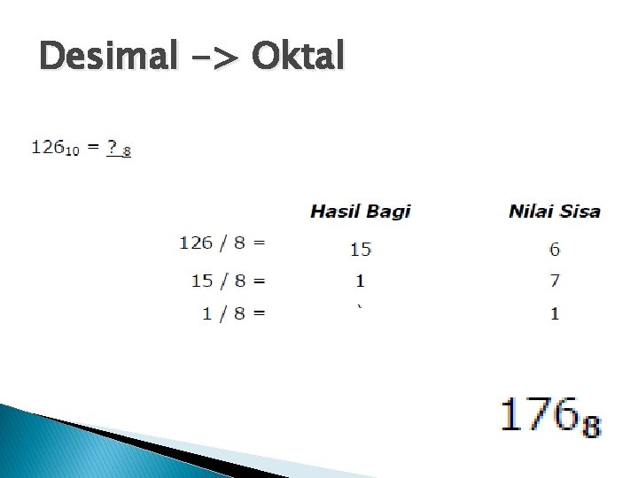 Desimal -> Oktal 