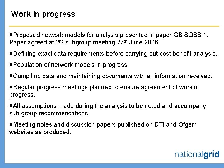 Work in progress ·Proposed network models for analysis presented in paper GB SQSS 1.