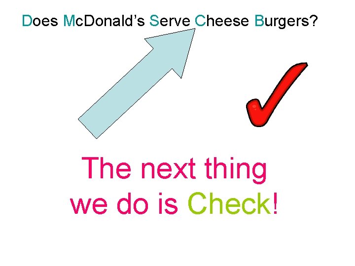 Does Mc. Donald’s Serve Cheese Burgers? The next thing we do is Check! 