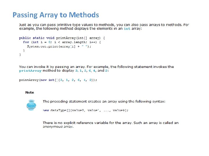 Passing Array to Methods 