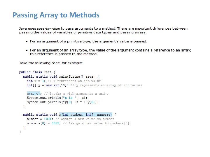 Passing Array to Methods 
