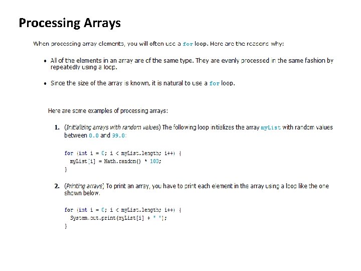 Processing Arrays 