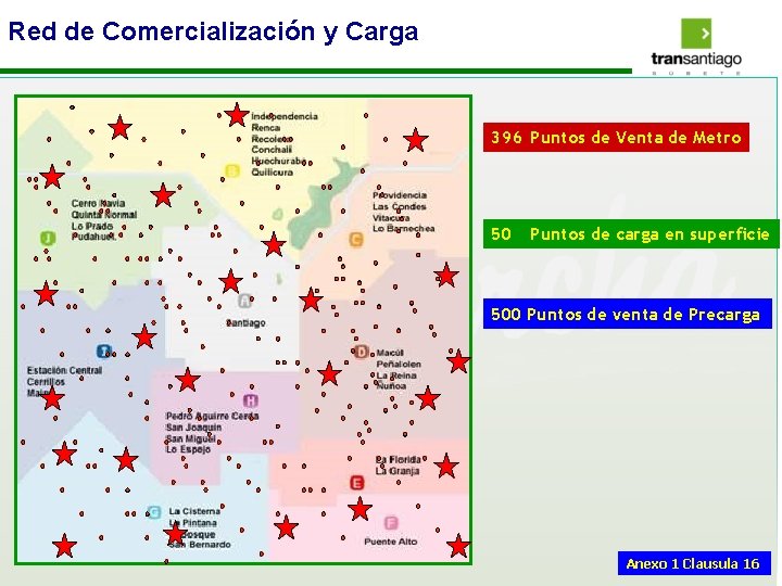 Red de Comercialización y Carga 396 Puntos de Venta de Metro 50 Puntos de