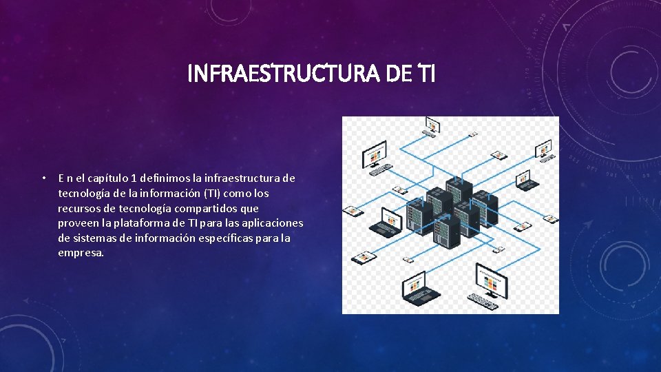INFRAESTRUCTURA DE TI • E n el capítulo 1 definimos la infraestructura de tecnología
