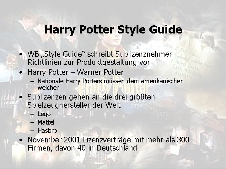 Harry Potter Style Guide • WB „Style Guide“ schreibt Sublizenznehmer Richtlinien zur Produktgestaltung vor