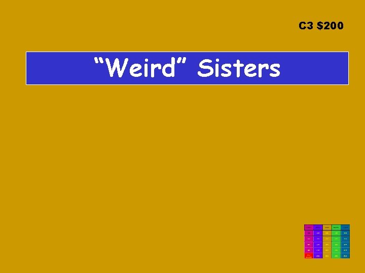 C 3 $200 “Weird” Sisters 